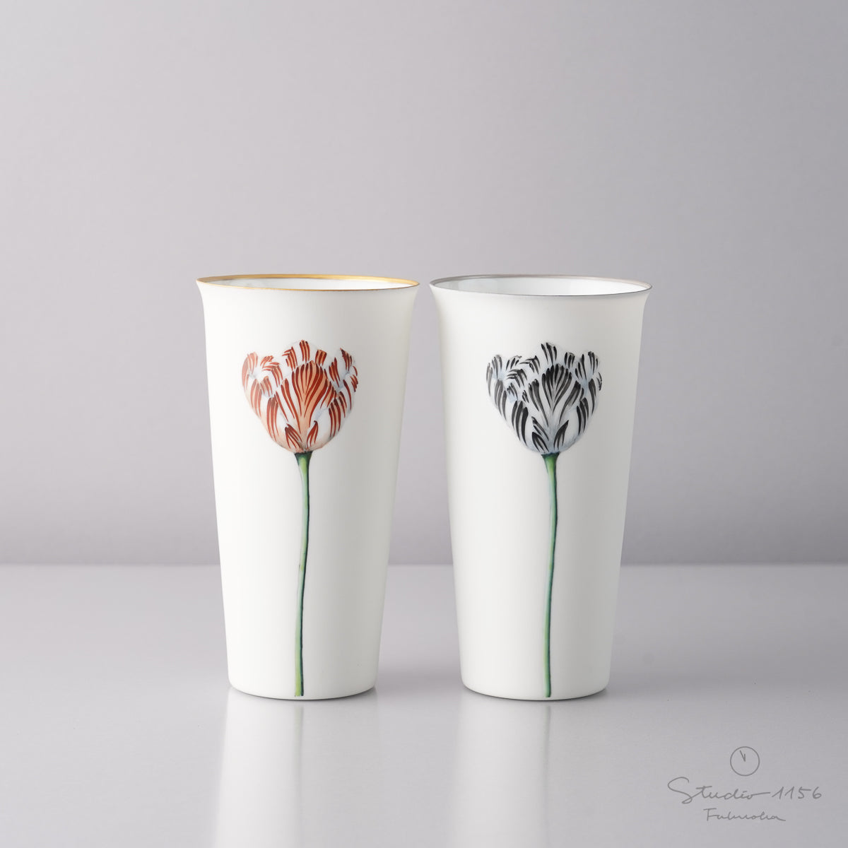 伊万里焼 Tumbler タンブラー Flower 7.5cm/350ml Hataman ビアグラス