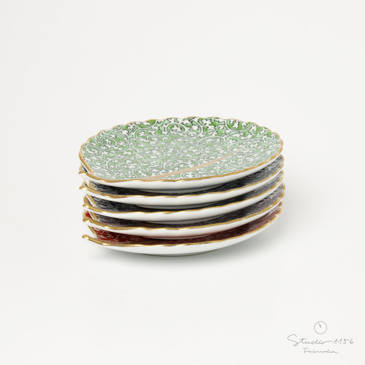 小皿 5枚セット カラフル 木の葉 5色 平皿 デザイン皿 送料無料 匿名 